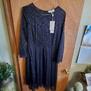 Missmay Retro Sz XL. Black NWT. Lace Dress. Long Sleeve Sheer. Stretch